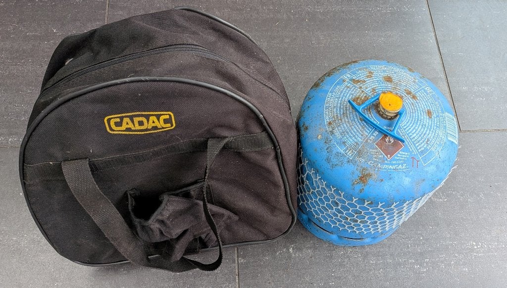 campingaz gasfles 907 + cadac brander, Ophalen, Gebruikt