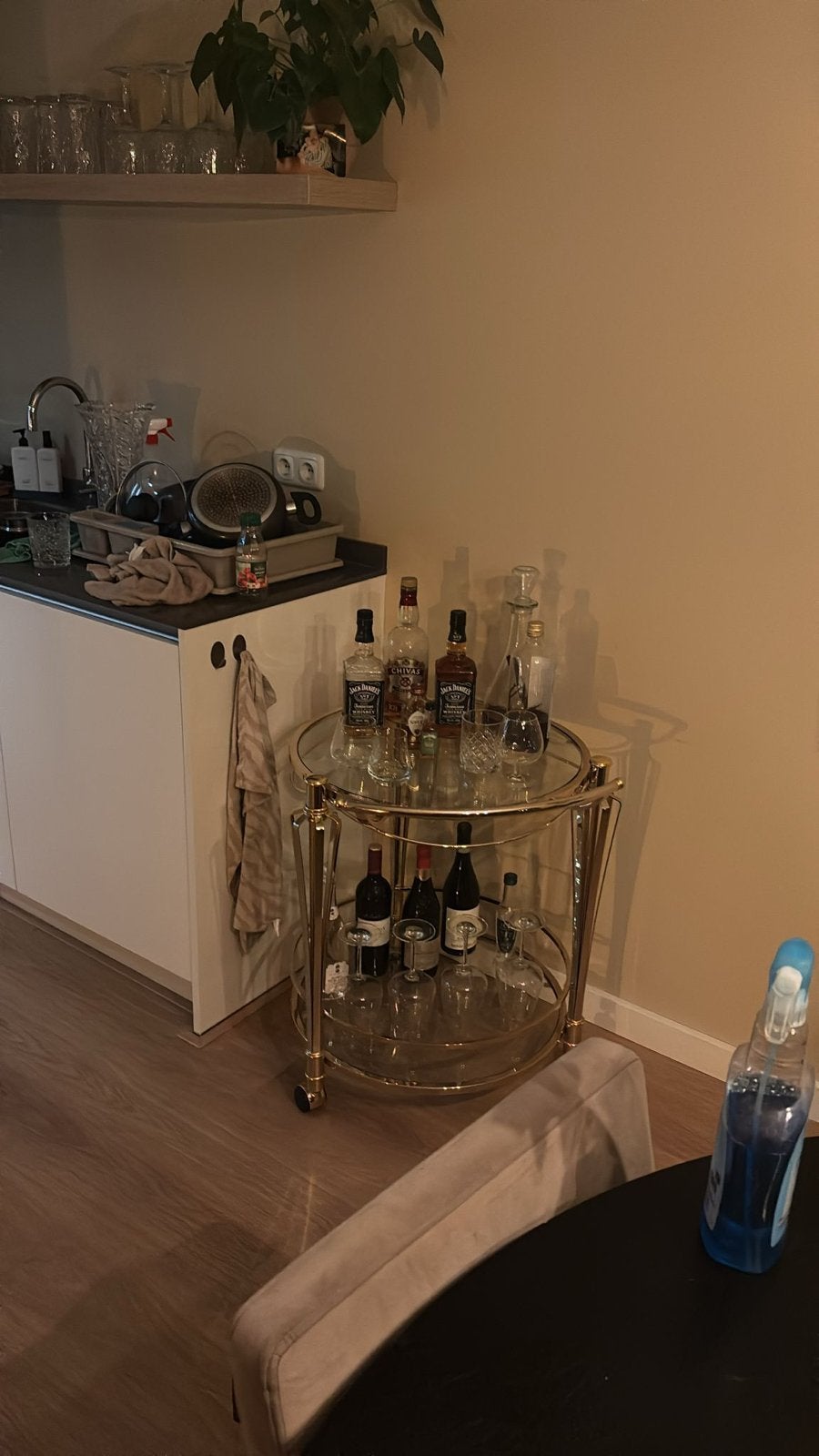 Gouden serveerwagen / bar cart, Ophalen, Gebruikt