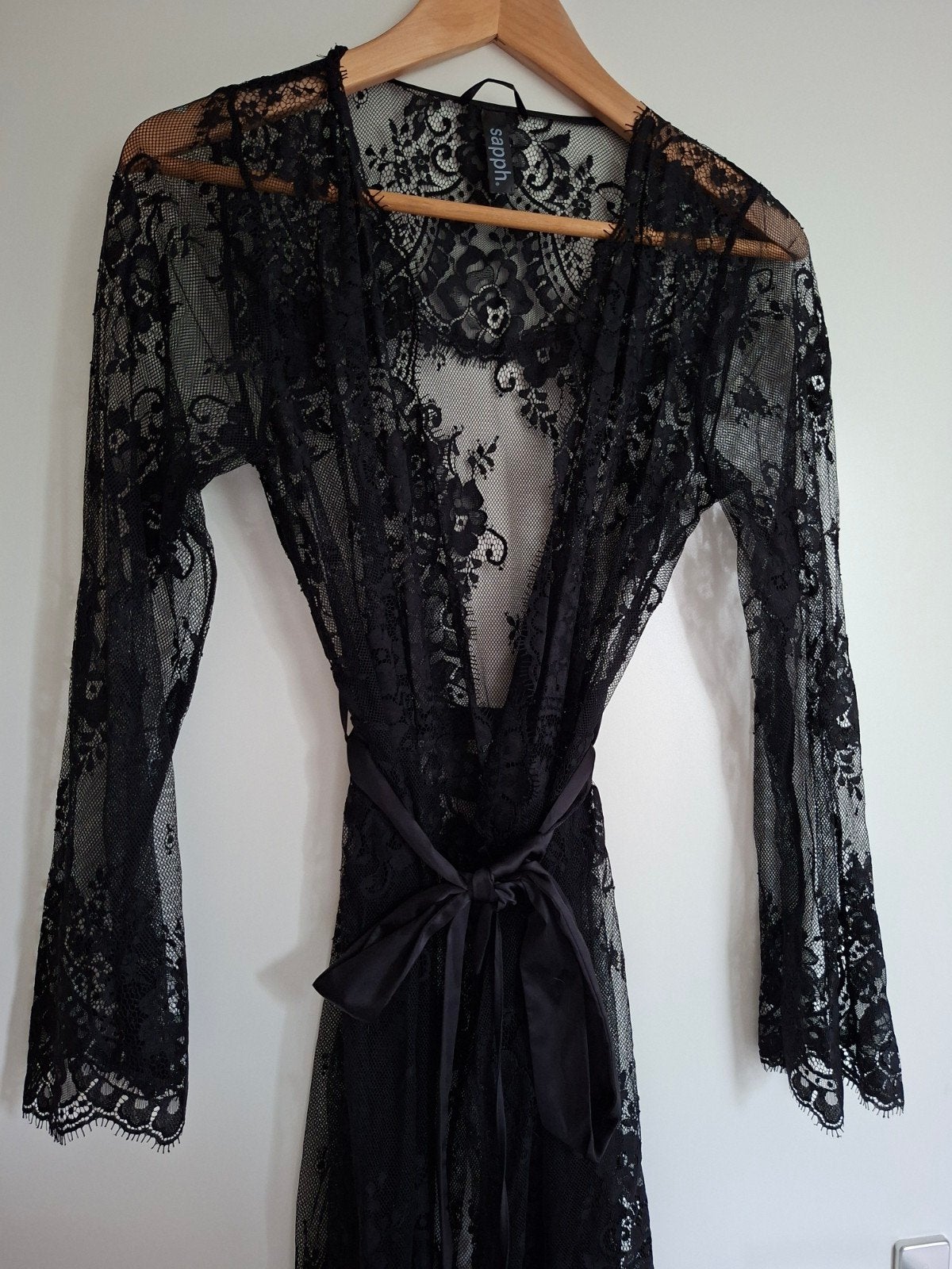 Sapph kanten duster / ochtendjas mt. S/M, Kleding | Dames, Sapph, Ophalen of Verzenden, Zwart, Badjas