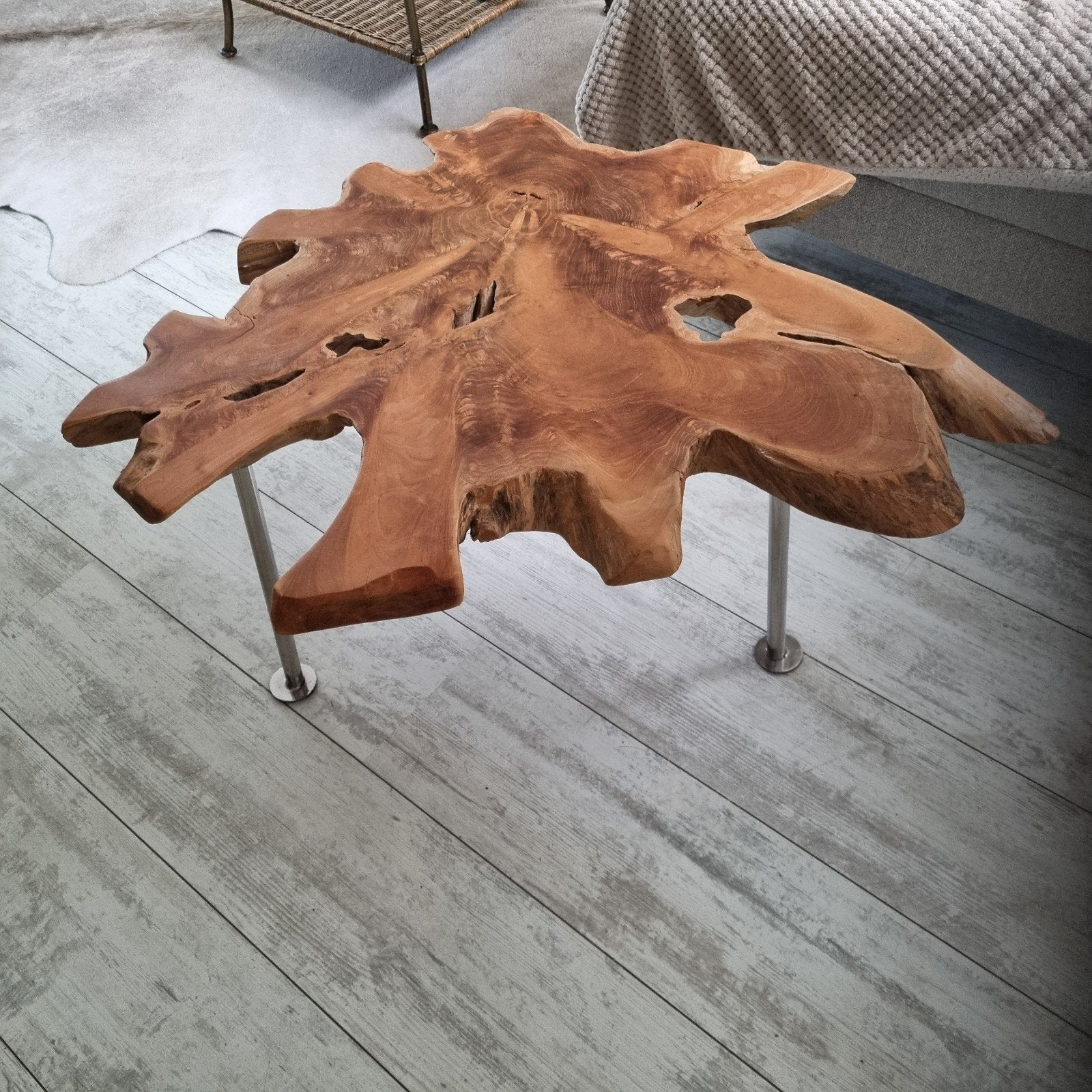 Uniek boomstam bijzettafel, Huis en Inrichting, Tafels | Bijzettafels, Ophalen, Minder dan 45 cm, 55 tot 75 cm, Ovaal