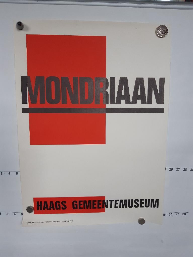 Originele poster Paul Schuitema Mondriaan Haags Gemeentemus, Verzenden, A1 t/m A3, Film en Tv, Rechthoekig Staand