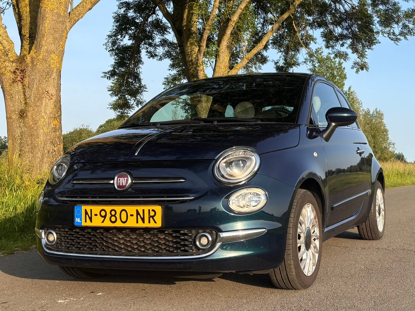 Fiat 500 1.2 69pk Start & Stop Dualogic 2019 Blauw, Voorwielaandrijving, 4 cilinders, Leder, Overige kleuren