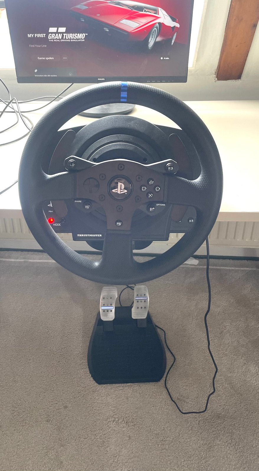 Thrustmaster T300RS racestuur + pedalen | PS5 PS4, Ophalen, Zo goed als nieuw, Stuur of Pedalen, PlayStation 4