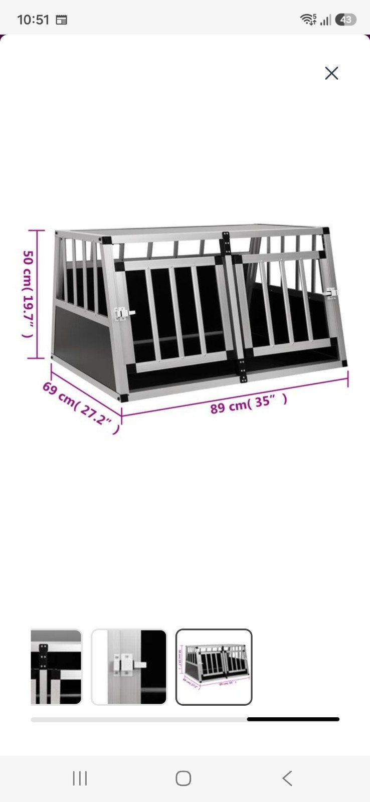 te koop; Auto hondenbench., Dieren en Toebehoren, Ophalen, Zo goed als nieuw, 75 tot 110 cm, Minder dan 65 cm