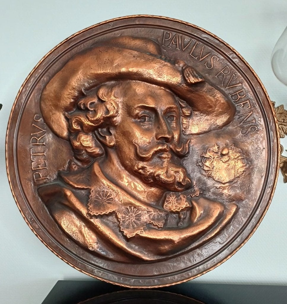 Grote koperen reliëfplaat Peter Paul Rubens, 67 cm doorsnede, Antiek en Kunst, Ophalen of Verzenden