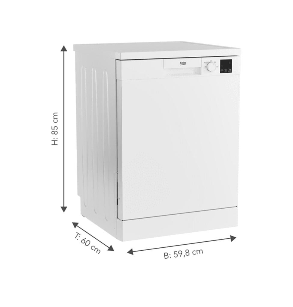 Beko DFN04321W | Vrijstaande Vaatwasser | 60 cm | Wit, Witgoed en Apparatuur, Vaatwasmachines, Nieuw, Vrijstaand, 85 tot 90 cm