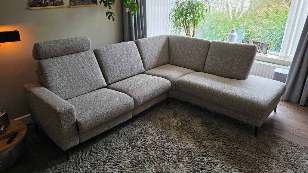 Profijt Meubel Nyborg hoekbank – 2x elektrisch relax, Huis en Inrichting, Ophalen, Hout, Hoekbank, Zo goed als nieuw