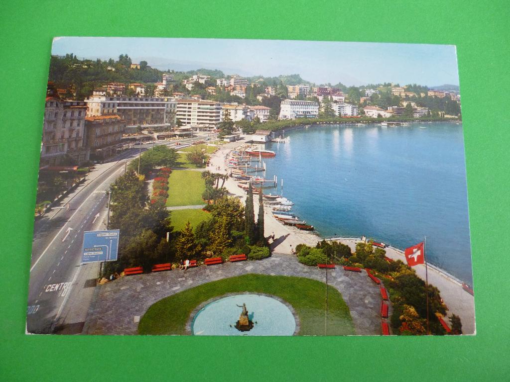 ansichtkaart Lugano Zwitserland, Ophalen of Verzenden, 1980 tot heden, Gelopen, Overig Europa