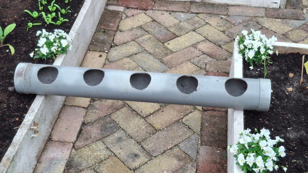 Grijze PVC buis plantenbak voor moestuin of balkon, Tuin en Terras, Bloembakken en Plantenbakken, Ophalen, Kunststof, Gebruikt