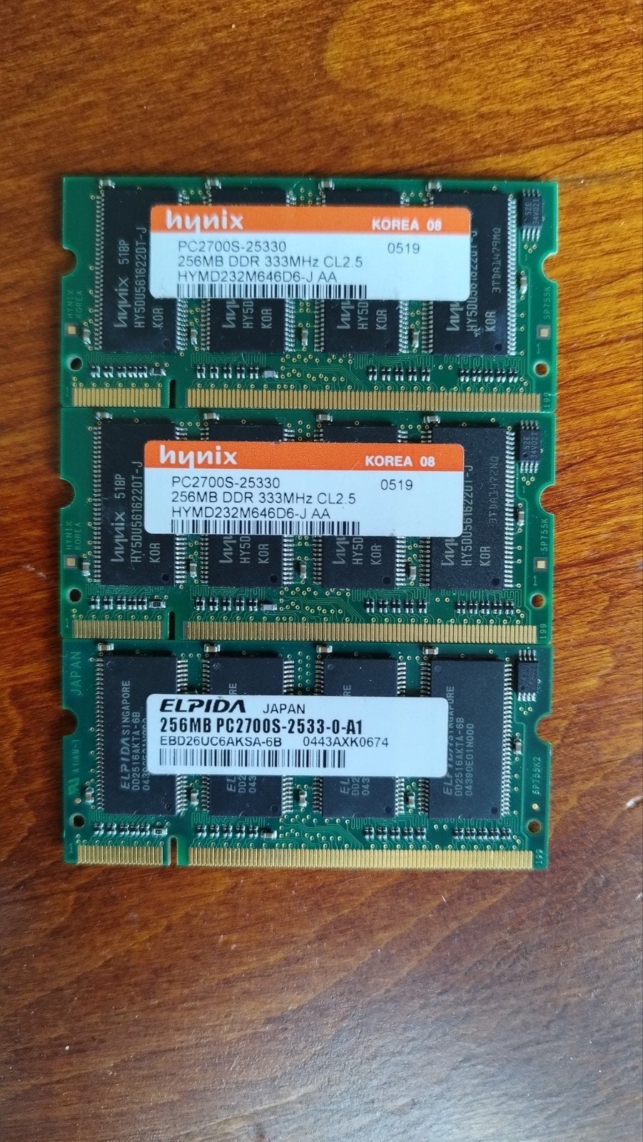 3x 256MB DDR 333MHz PC2700S RAM Geheugen Modules, Computers en Software, RAM geheugen, Ophalen of Verzenden
