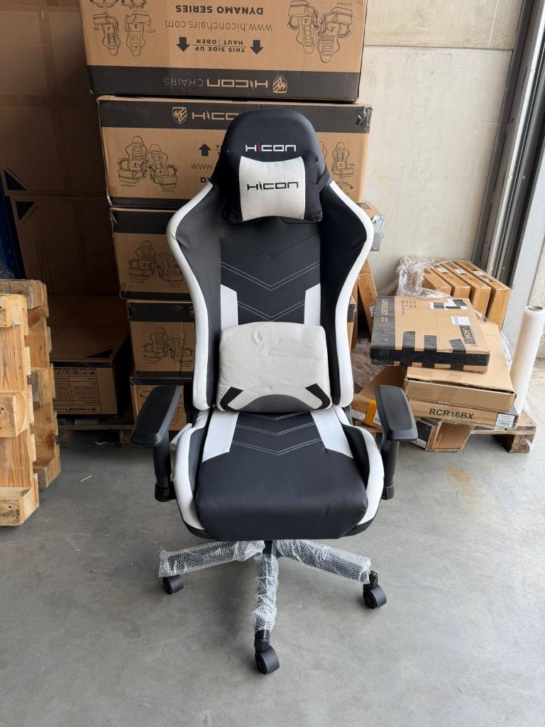Gamestoel-Bureaustoel-Zwart-Wit-Ergonomische, Huis en Inrichting, Bureaustoelen, Ophalen, Gaming bureaustoel, Zwart, Zo goed als nieuw