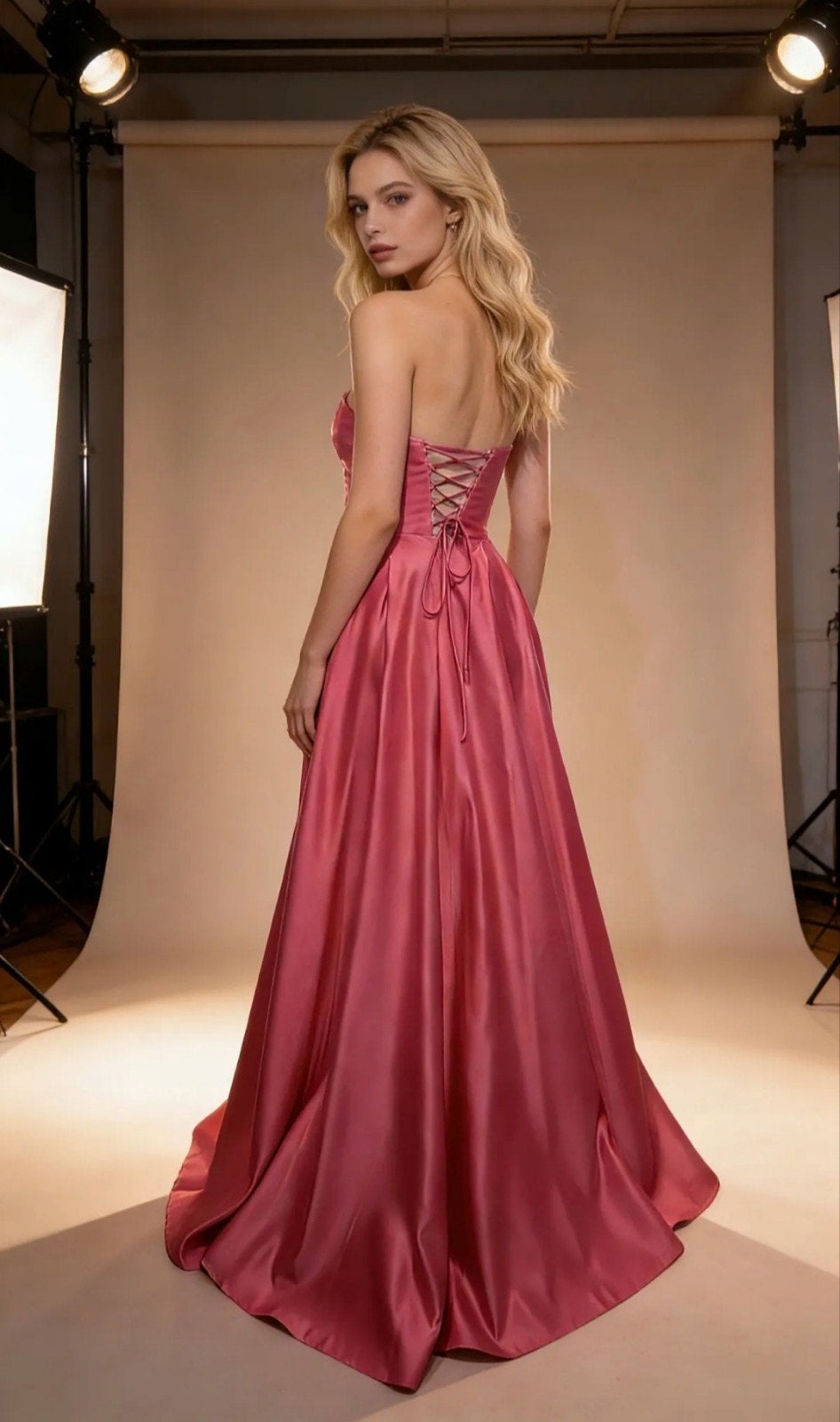 Elegante Roze Galajurk met Korsetdetail, Kleding | Dames, Galajurk, Ophalen of Verzenden, Roze, Onbekend