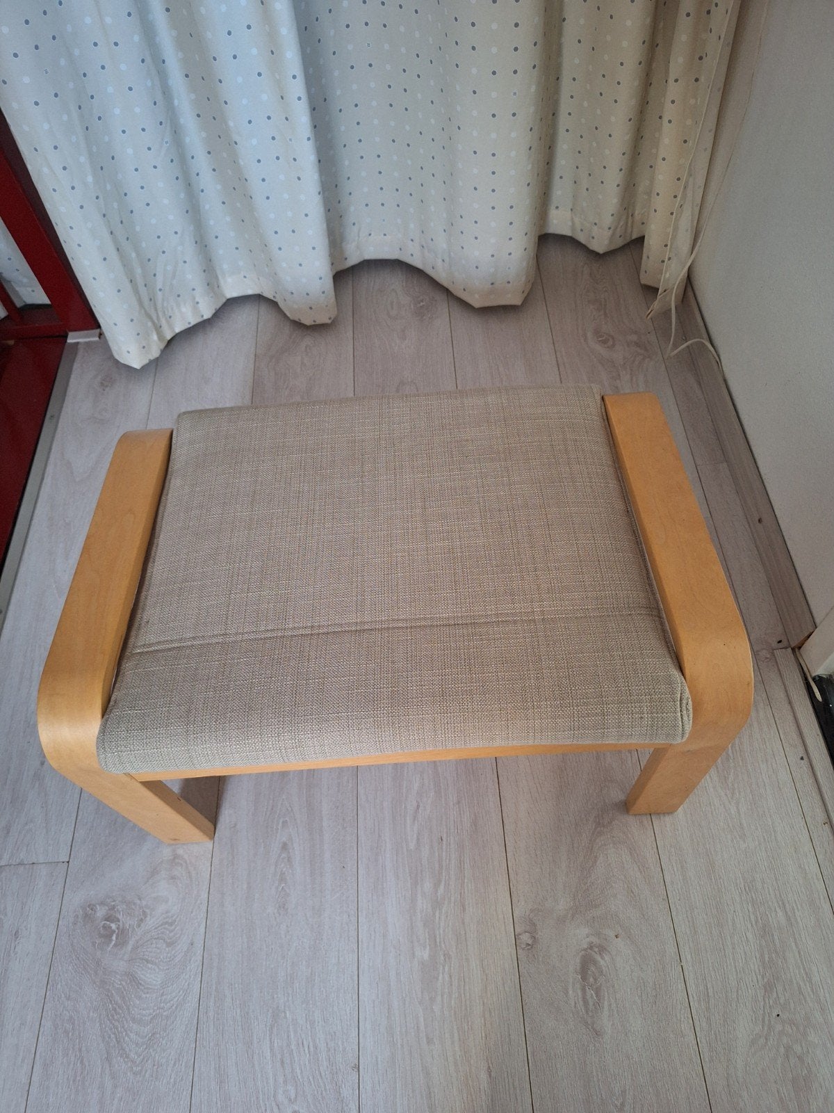 ikea voetenbank Poang van berkenfineer., Huis en Inrichting, Ophalen, Hout, Zo goed als nieuw, Rechthoekig