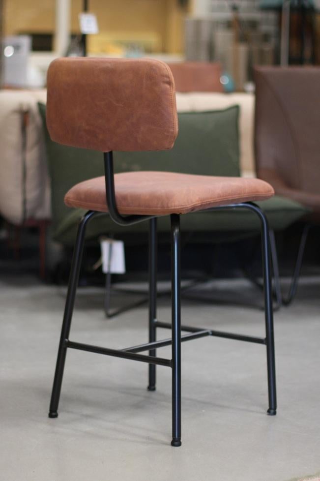 Luxe barstoel barkruk Zipp Jess Design metaal & leer bruin, Ophalen, 5 krukken of meer, Met voetsteun, 60 tot 90 cm