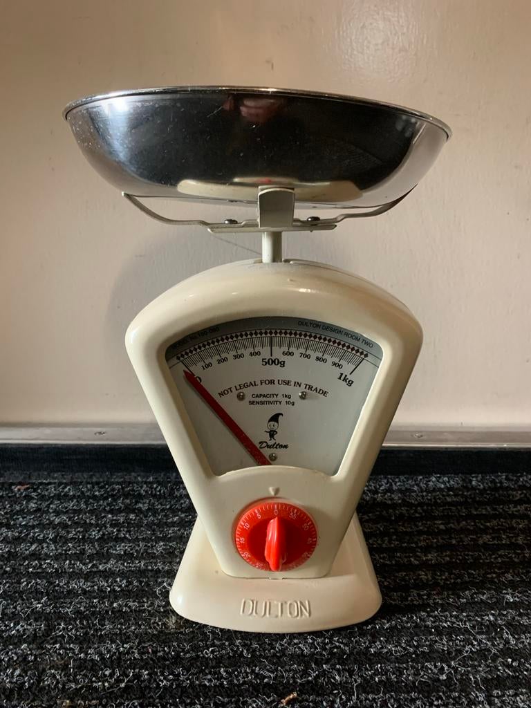 Vintage Dulton Keukenweegschaal - Crème met Rood, Ophalen of Verzenden