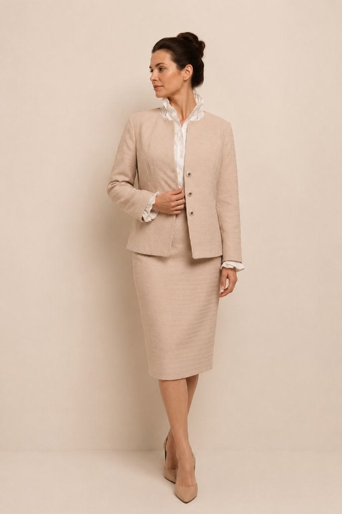 Natan Roze Rokpak Pastel Pink Quiet Luxury Designer EU 44, Kostuum of Pak, Verzenden, Maat 42/44 (L), Zo goed als nieuw