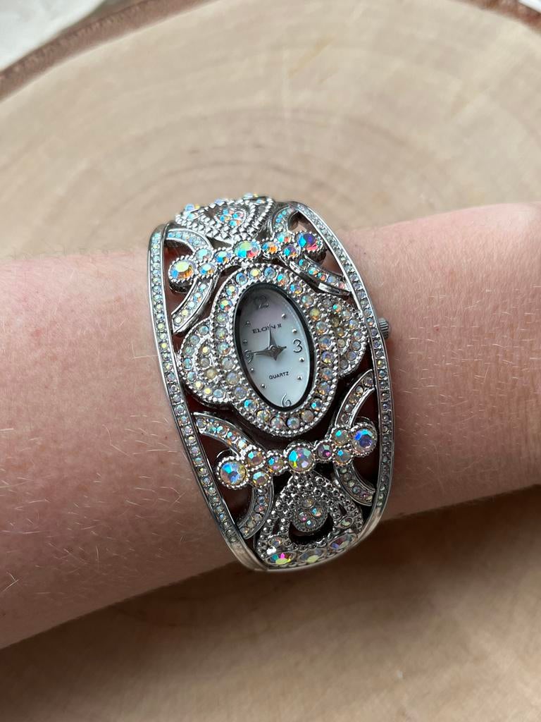 Elgin Bangle Horloge - Nieuwe Batterij Nodig, Overige merken, Gebruikt, Staal, Polshorloge
