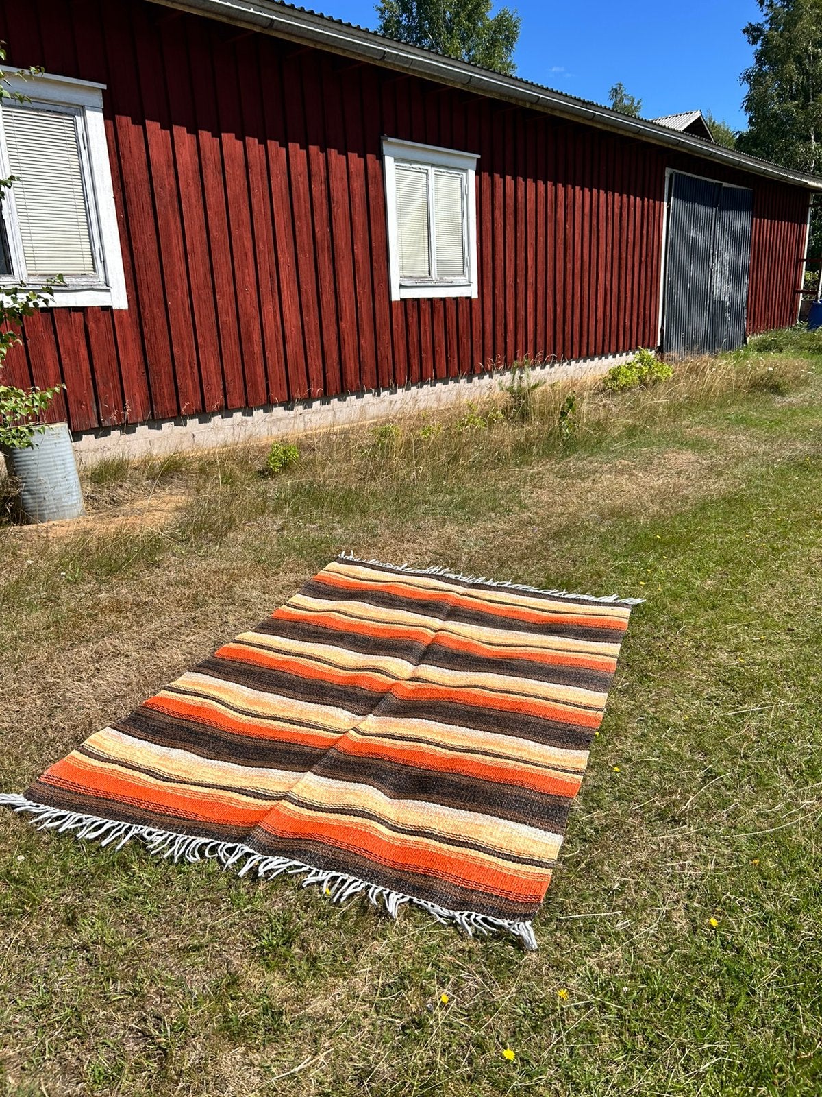 Groot zweeds vloerkleed  plastmatta 140x200, Retro, Loppis, Scandinavisch, Zweeds