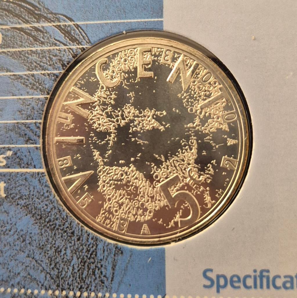 Zilveren 5 euro munt, Postzegels en Munten, Munten | Nederland, Setje, Koningin Beatrix, Zilver, Euro's