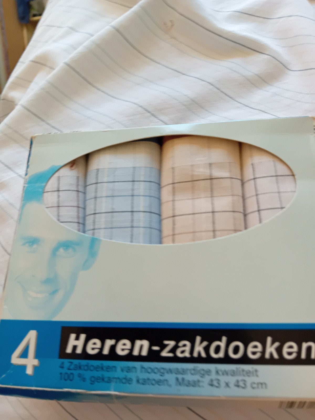 4 Heren Zakdoeken - 100% gekamd katoen, 43x43 cm, Ophalen of Verzenden, Nieuw