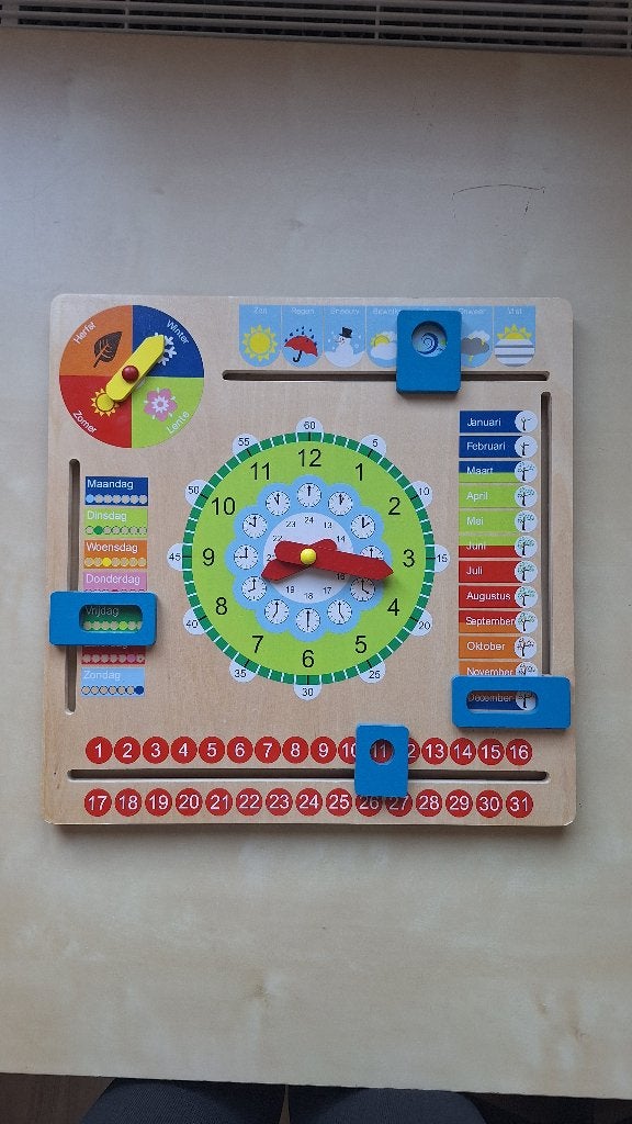 houten kalender klok, Ophalen, Zo goed als nieuw, Overige typen