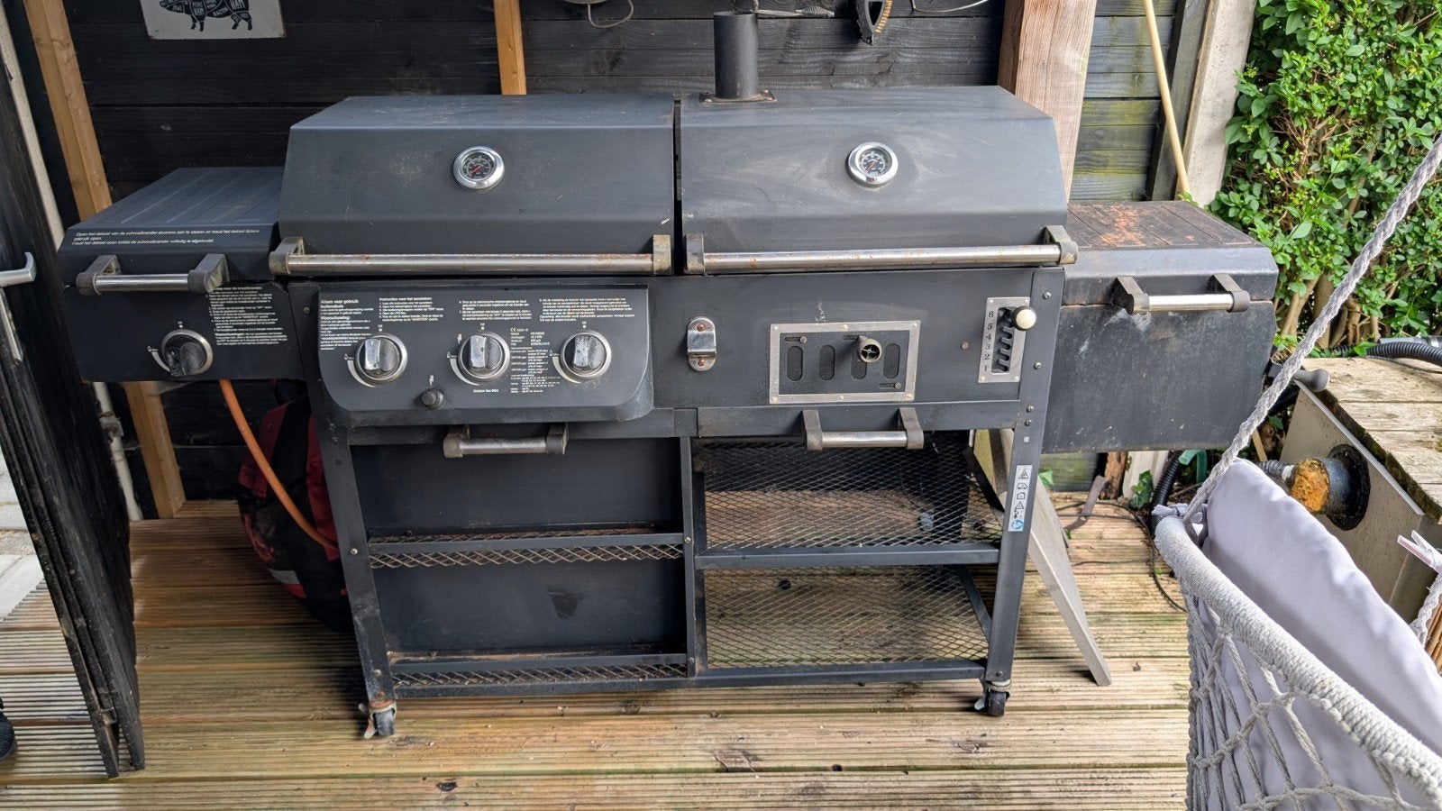 Gas en houtskool bbq in 1, Ophalen, Gebruikt