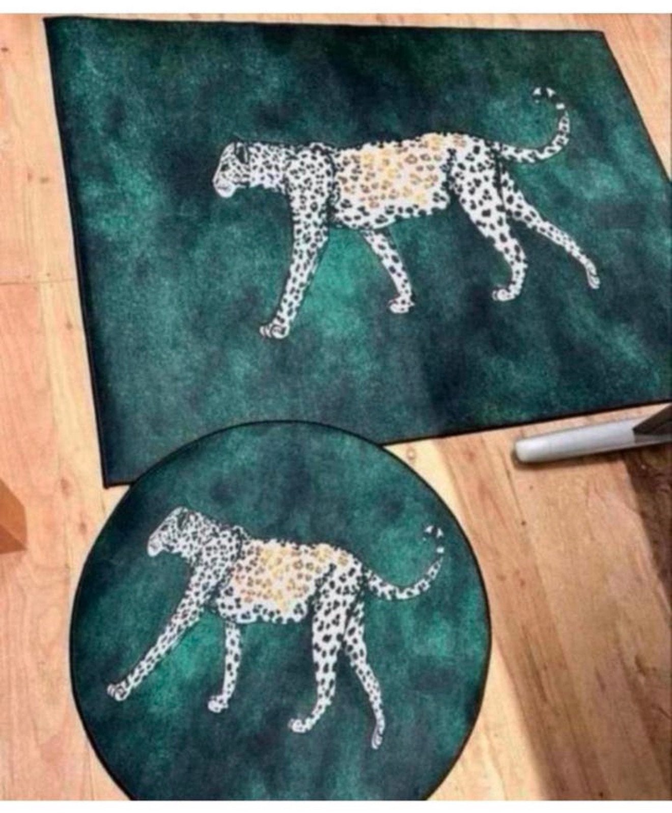 Groot vloerkleed set Luipaard 160 x 120 rond 80 kleed tapijt, 100 tot 150 cm, Nieuw, Ophalen of Verzenden, H