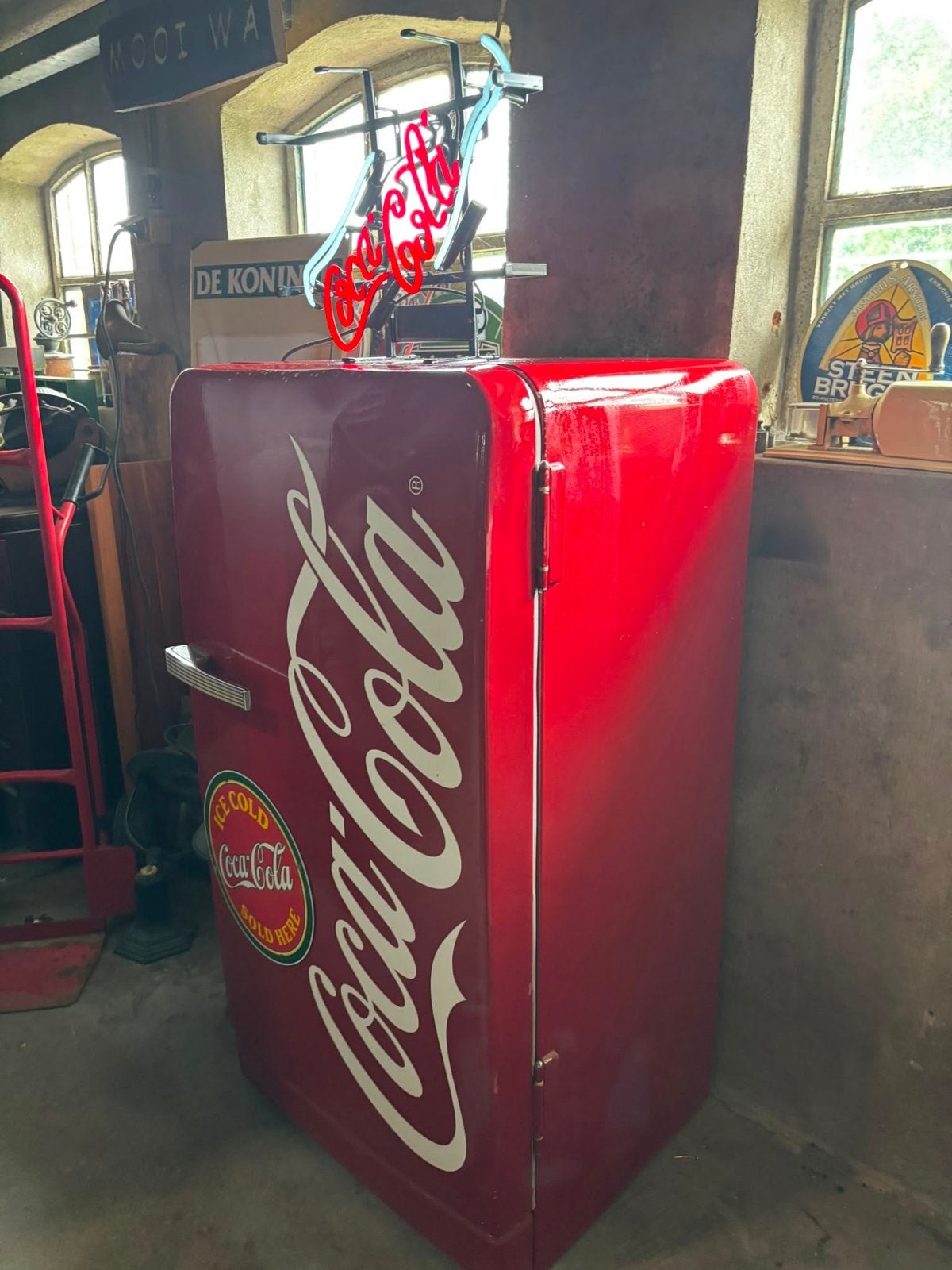 Vintage Coca-Cola Koelkast met Neon Verlichting 0648049080, 150 tot 200 liter, 60 cm of meer, Ophalen of Verzenden, 140 tot 160 cm