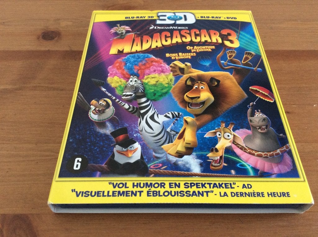 Madagascar 3 blu-ray 3D + blu-ray + DVD set, Cd's en Dvd's, Blu-ray, Gebruikt, Tekenfilms en Animatie, 3D Blu-ray, Film, Vanaf 6 jaar