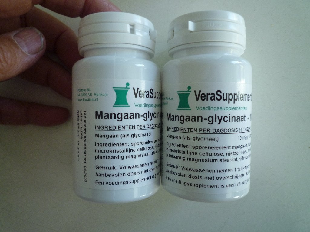 2x Mangaan-glycinaat 100 tabletten VeraSupplements, Ophalen of Verzenden, Nieuw, Overige typen