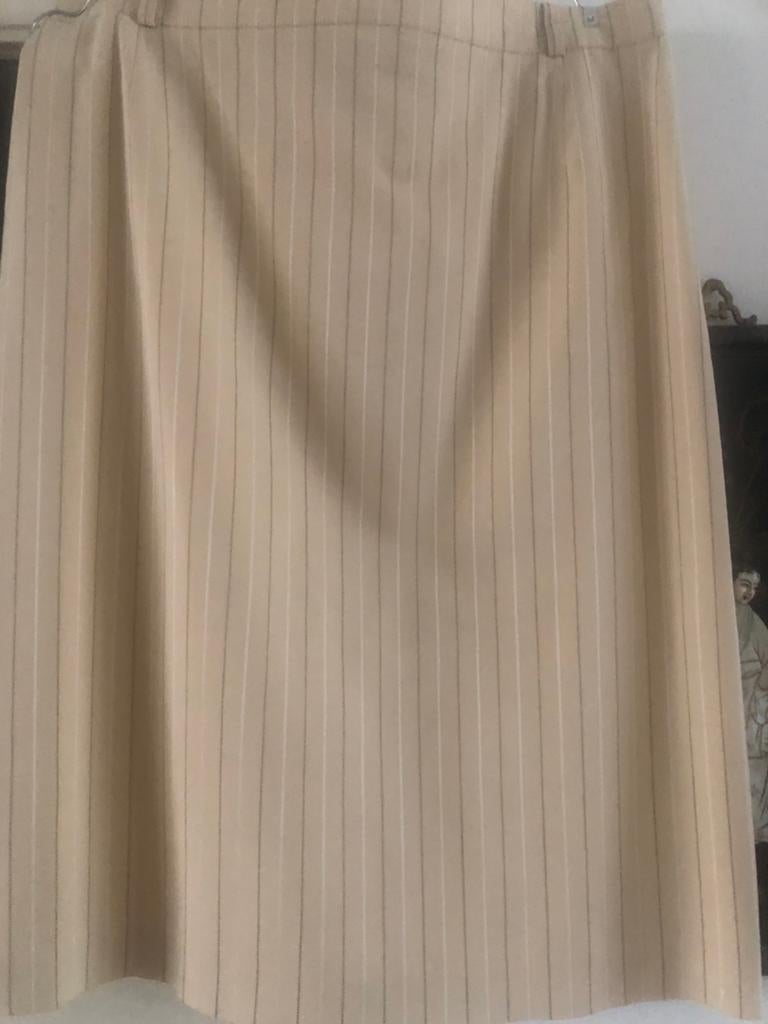 Delmod Beige Rok met Pinstripes - Maat 42/44 (L), Kleding | Dames, Rokken, Beige, Maat 42/44 (L), Nieuw, Ophalen of Verzenden