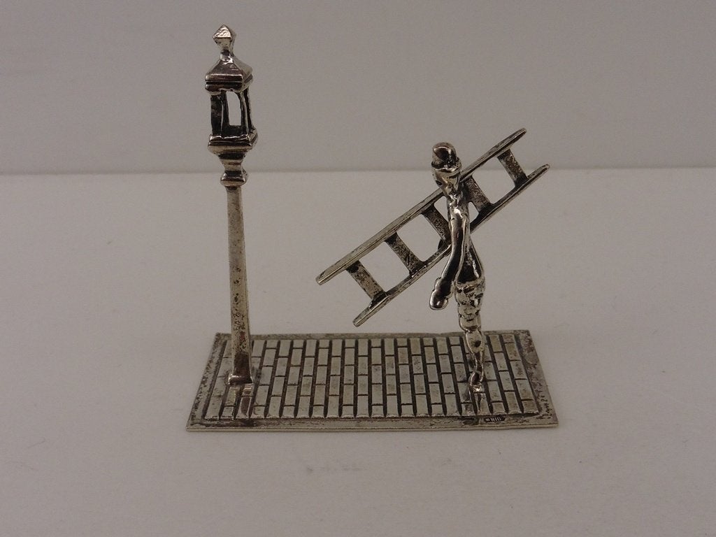 Zilveren miniatuur lantaarnaansteker                    Z248, Ophalen of Verzenden, Zilver