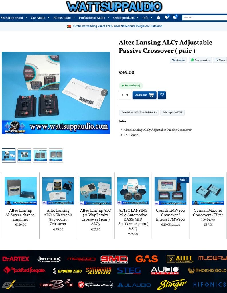 Altec Lansing ALC7 Adjustable Passive Crossover, ., Nieuw, Ophalen of Verzenden, ALTEC