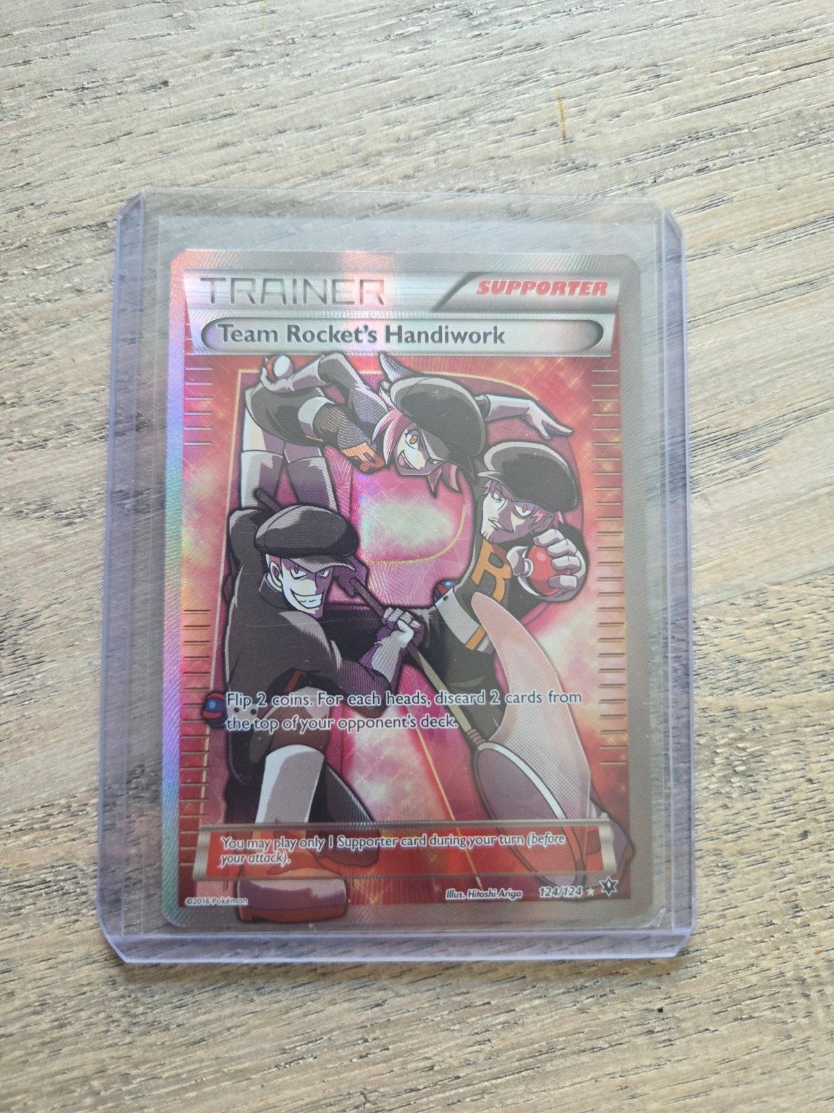 Team Rocket's Handiwork 124/124 Full Art Supporter, Ophalen of Verzenden, Zo goed als nieuw, Losse kaart, Foil