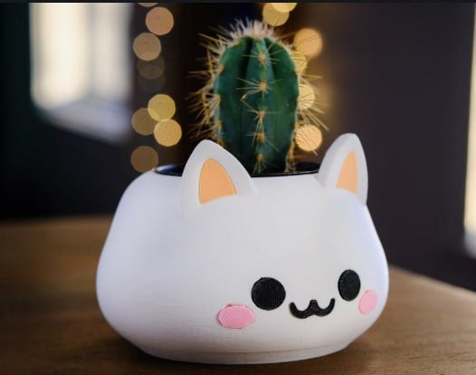 Leuke bloempot in de vorm van een kat, D, Kunststof, Rond, Ophalen of Verzenden
