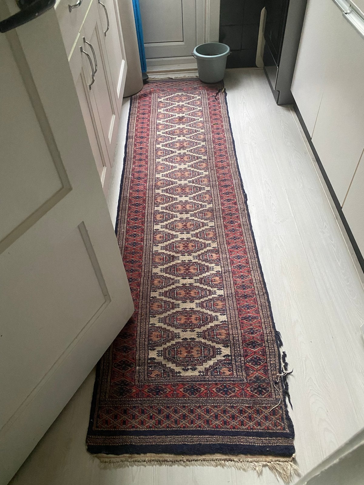 Vintage Oosters Tapijt - Handgeknoopt Loper, Minder dan 50 cm, Gebruikt, 200 cm of meer, Ophalen of Verzenden