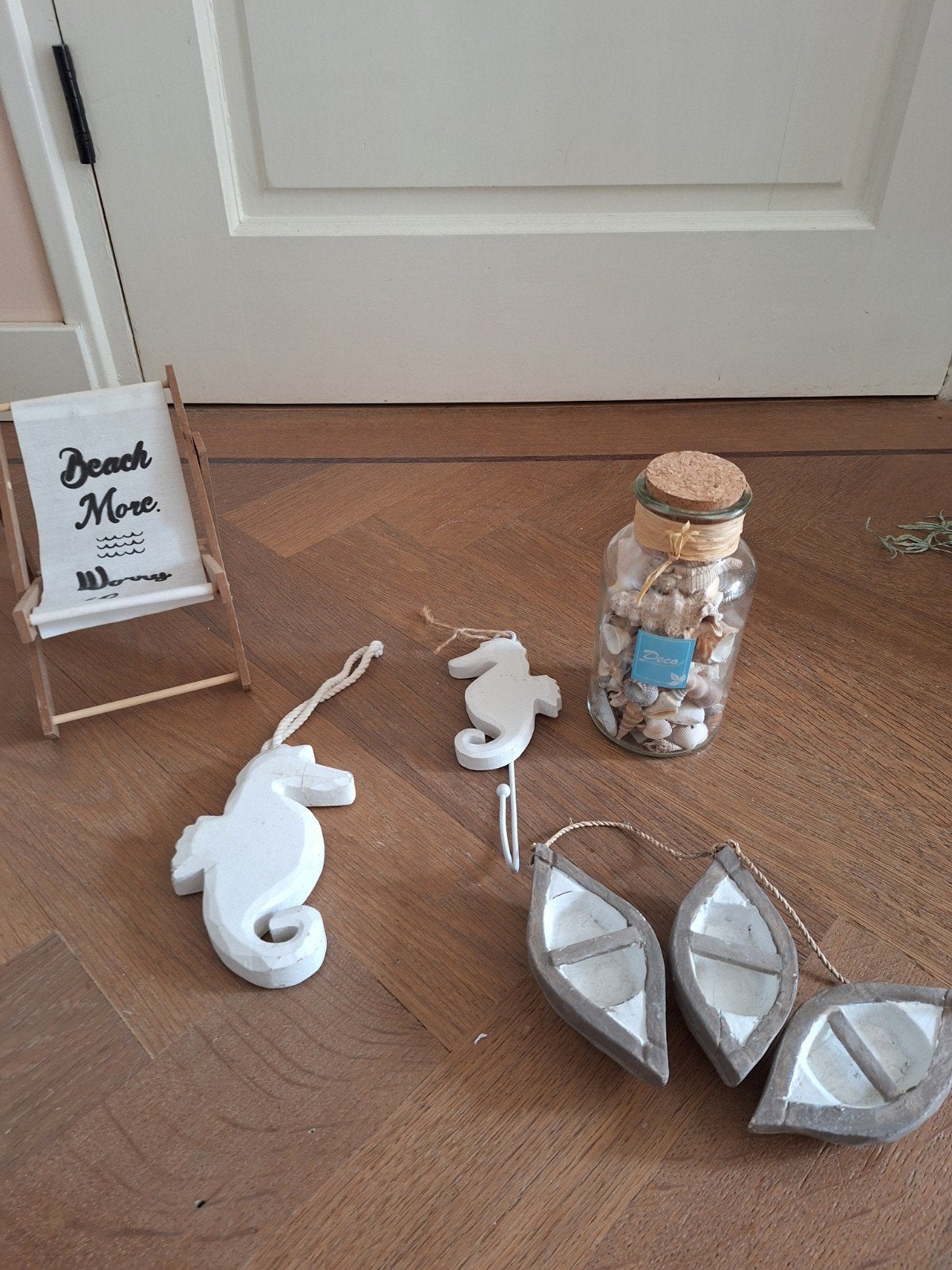 Zomer Decoratie Wit Taupe Zeepaardjes, Ophalen of Verzenden, Zo goed als nieuw