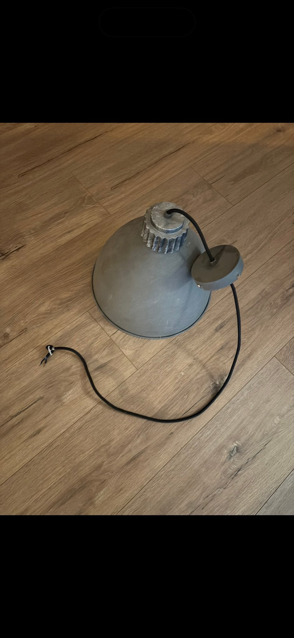 Industriële hanglamp - Grijs metaal, Ophalen, Gebruikt, Metaal, E27 (groot)