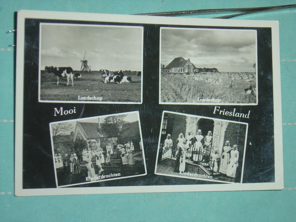 8) Zwart-wit ansichtkaart Friesland, Ophalen of Verzenden, 1940 tot 1960, Gelopen, Friesland