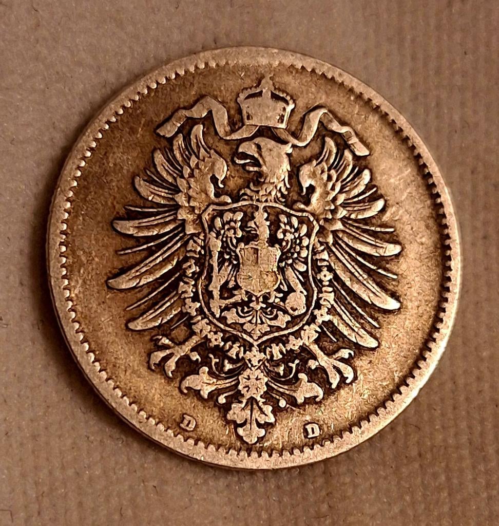 1875 Duitsland 1 Mark Zilveren Munt, Verzenden, Duitsland, Losse munt, Zilver
