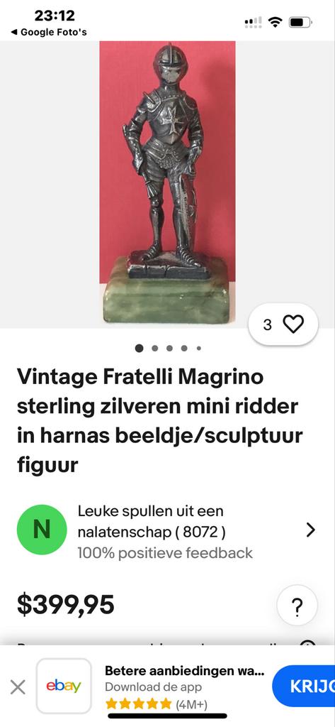 Vintage fratelli magrino zilveren beeldje, Verzamelen, Beelden en Beeldjes, Ophalen of Verzenden, Zo goed als nieuw, Mens