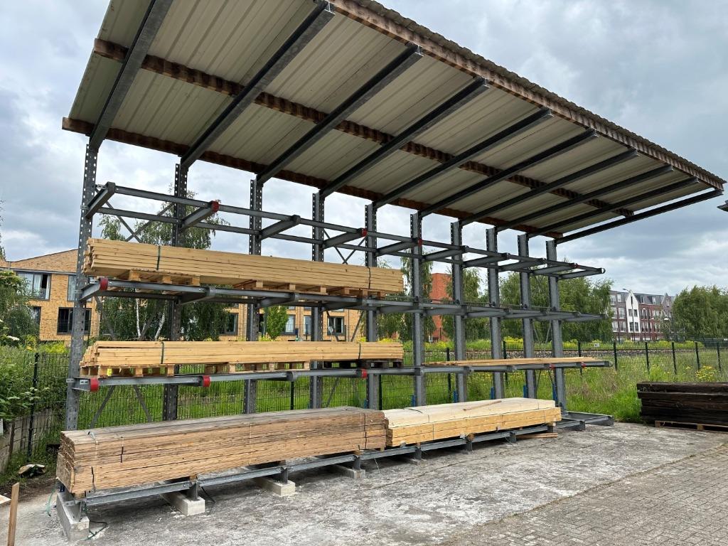 GOEDKOOP! Zware Draagarmstelling 420-750cm hoog GEBRUIKT, Ophalen of Verzenden, Gebruikt
