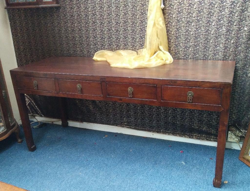 Chinese SIDE-TABLE met 4 laden, lengte 175 cm en 80 cm hoog, Antiek en Kunst, Ophalen