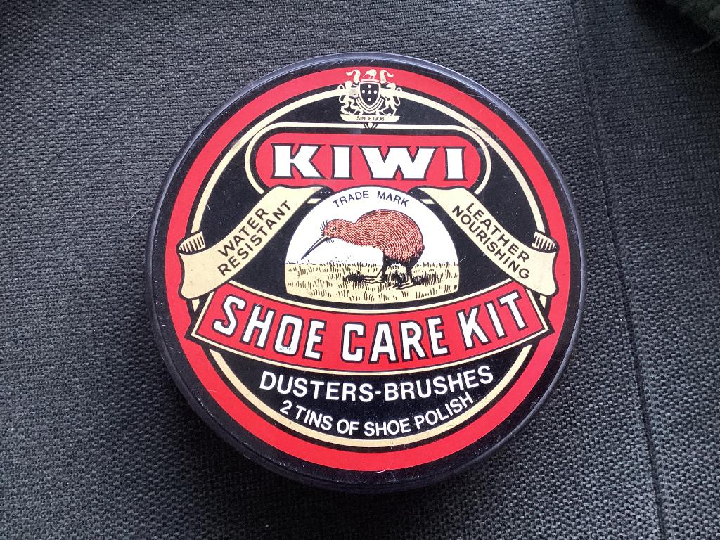 Zeldzaam vintage blik Kiwi schoenpoets rond schoenpoetsblik, Ophalen of Verzenden, Gebruikt, Overige