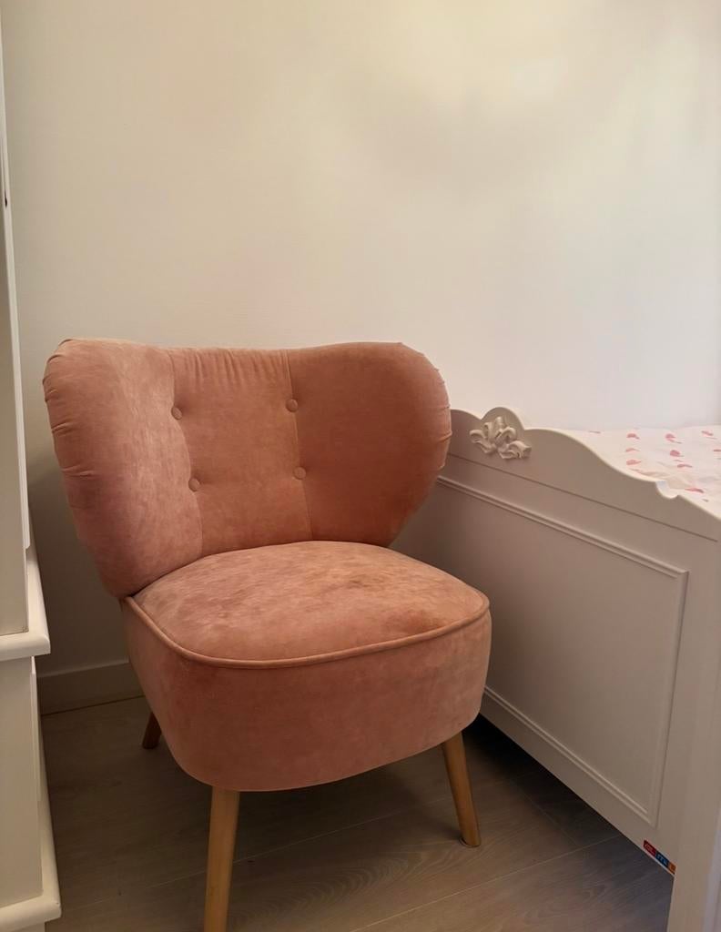 Roze velvet stoel, Ophalen of Verzenden, Zo goed als nieuw, Rood, Eén