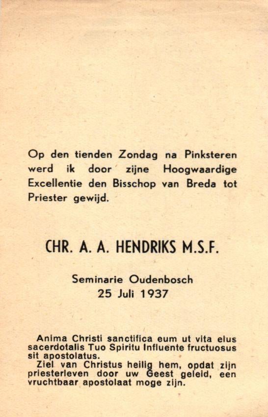 Hendriks Chr.A.A. 1937 Oudenbosch, Ophalen of Verzenden
