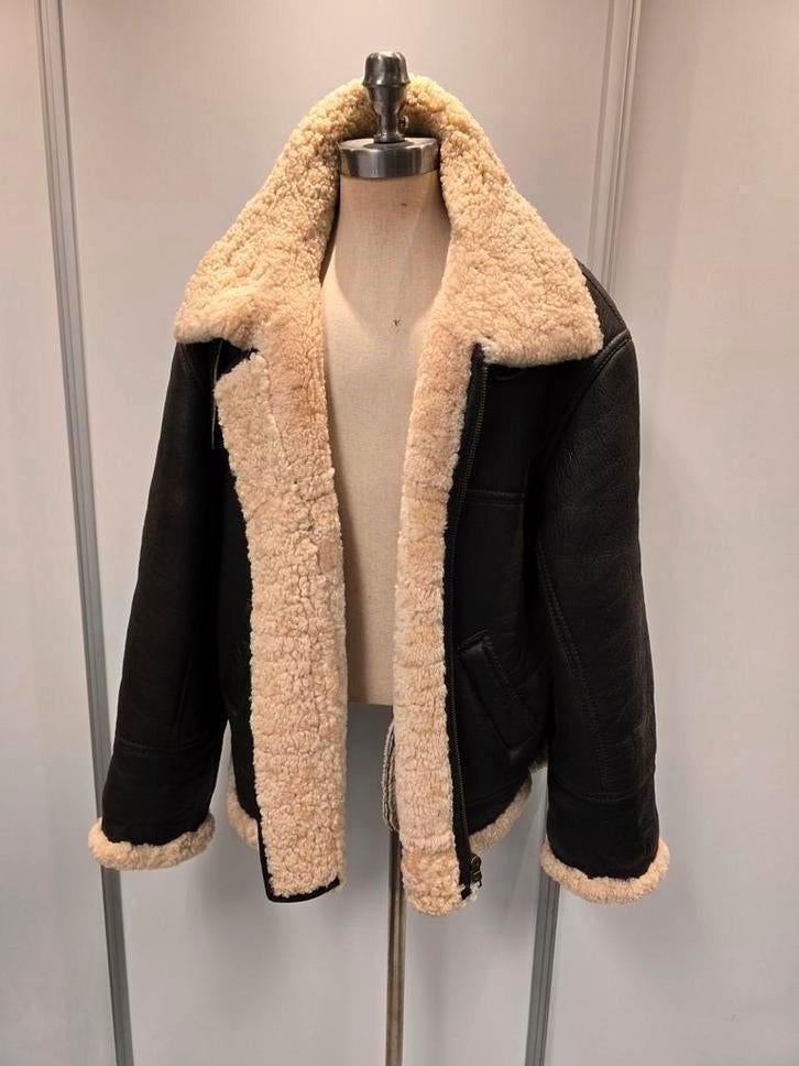 Heren lammy coat pilotenjas - maat 56 / XL - lamsleer, Ophalen of Verzenden, Zo goed als nieuw, Maat 56/58 (XL), Bruin