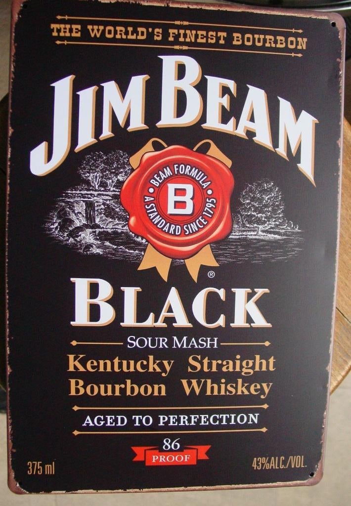 JIM BEAM WHSKEY REKAME -METAAL-, Ophalen of Verzenden, Nieuw, Reclamebord