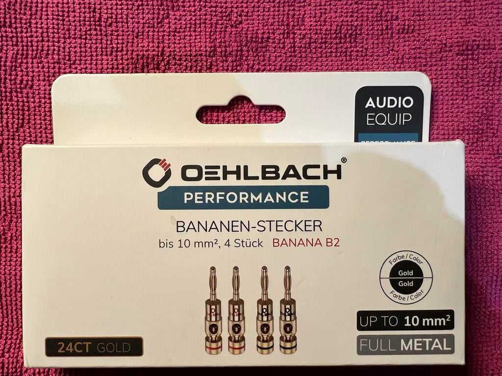 Oehlbach Banana B2 stekkers - Nieuw, Ophalen of Verzenden, Nieuw, Minder dan 2 meter, Luidsprekerkabel