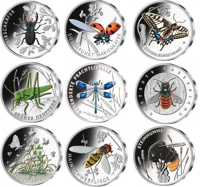 Volledige Duitse insecten vijfjes collectie, Postzegels en Munten, Munten | Europa | Euromunten, Duitsland, Setje, Ophalen of Verzenden